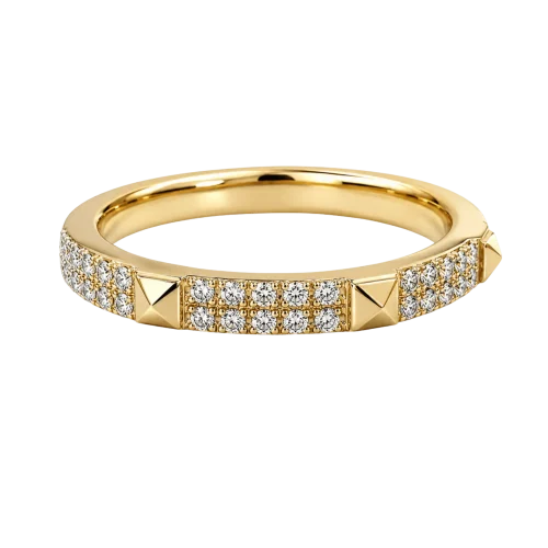 Bague demi alliance en or jaune 18k et diamants, Ligne Vendôme, L'Etabli du Bijoutier, Haguenau