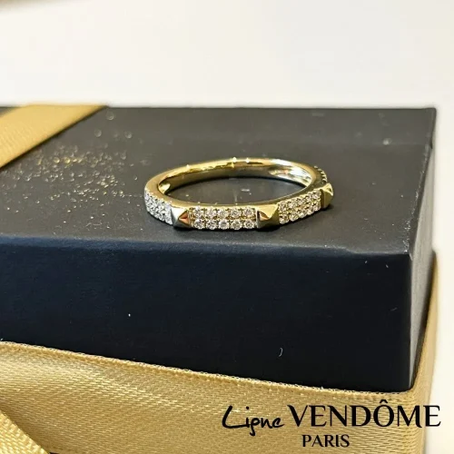 Bague demi alliance en or jaune 18k et diamants Ligne Vendôme, L'Etabli du Bijoutier