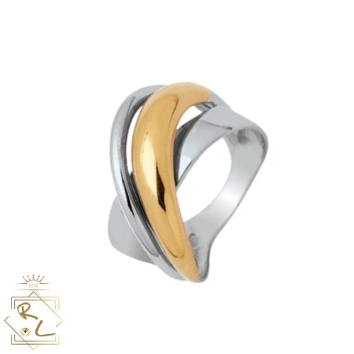 Bague design courbée en Or 750/000 Jaune et Blanc, L'Etabli du bijoutier, Haguenau