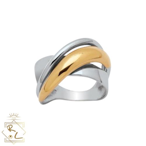 Bague design courbée en Or 750/000 Jaune et Blanc, L'Etabli du bijoutier, Haguenau