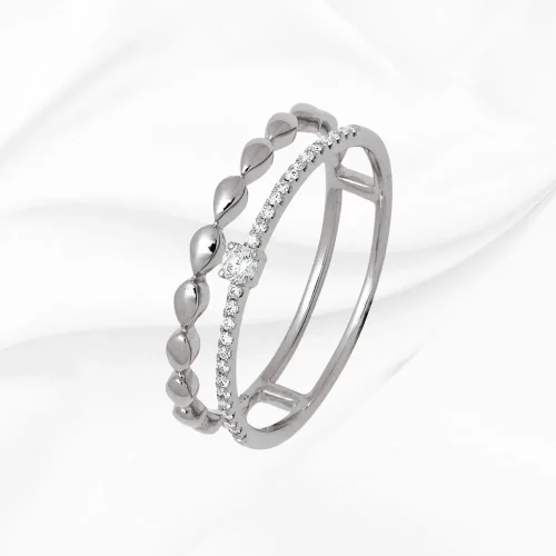 Bague duo et diamants 013ct Or Blanc 18k, L'Etabli du Bijoutier