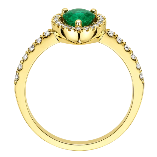 Bague émeraude taille poire et diamants en or jaune 750/000, L'Etabli du Bijoutier, Haguenau