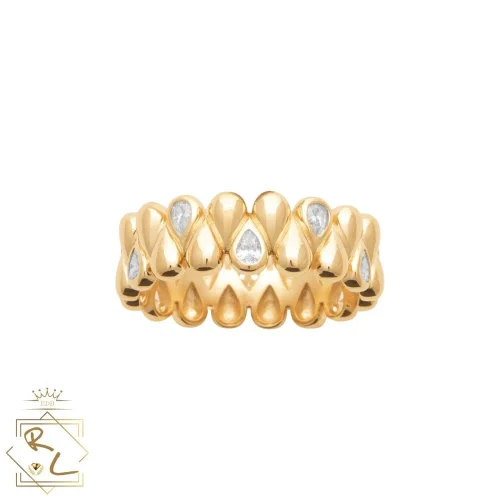 Bague gouttes en plaqué or et zirconiums, Aquarella, L'Etabli du Bijoutier, Haguenau