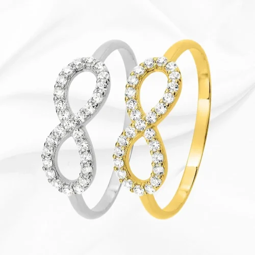 Bagues infini en Or Blanc et Jaune et pavage en zirconium, L'Etabli du Bijoutier