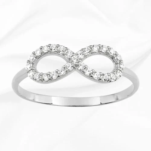 Bague d'amour infini en or blanc 18k et oz, bague symbolique pour jeunes couples, L'Etabli du Bijoutier