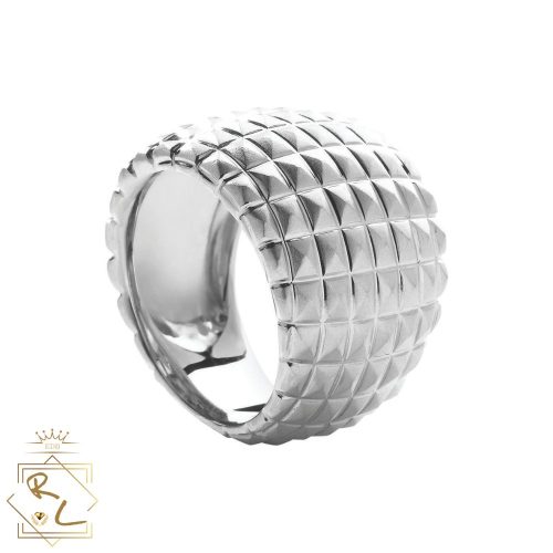 Bague large motifs losanges en Or Blanc 750/000, L'Etabli du Bijoutier, Haguenau