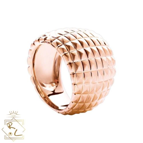 Bague large motifs losanges en Or Rose 750/000, L'Etabli du Bijoutier, Haguenau