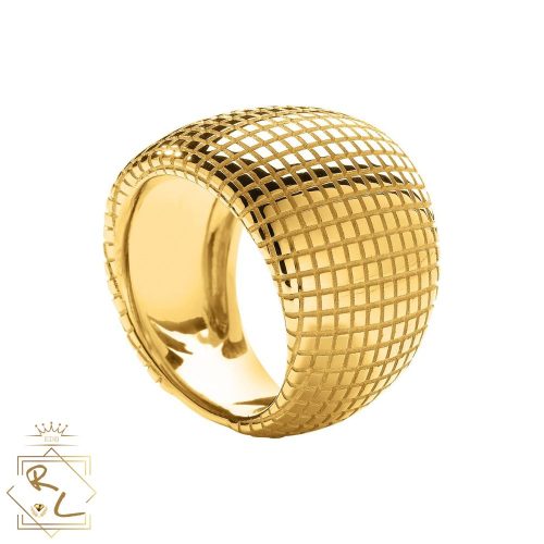 Bague large motif quadrille en Or Rose 750/000, L'Etabli du Bijoutier, Haguenau