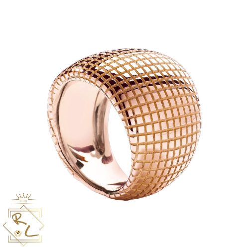Bague large motif quadrille en Or Rose 750/000, L'Etabli du Bijoutier, Haguenau