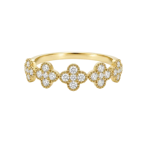 Bague multi trèfles en or Jaune 18k et diamants, Ligne Vendôme, L'Etabli du Bijoutier, Haguenau