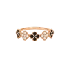 Bague multi trèfles en or rose 18k, diamants blancs et diamants noirs, Ligne Vendôme, L'Etabli du Bijoutier, Haguenau