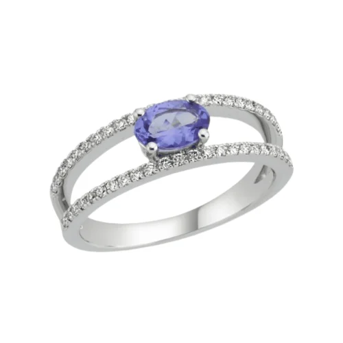 Bague tanzanite et diamants en or blanc 18 carats Lago Viola