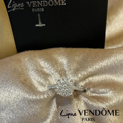 Bague pavage diamants en Or Blanc 18k, Ligne Vendôme, L'Etabli du Bijoutier