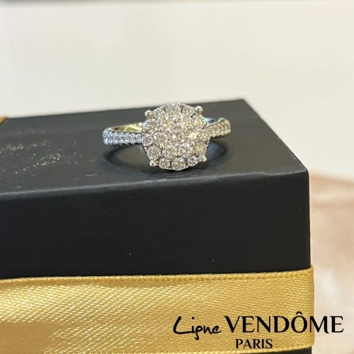 Bague pavage diamants en Or Blanc 750/000, Ligne Vendôme, L'Etabli du Bijoutier