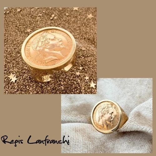 Bague porte pièce en or jaune 18k