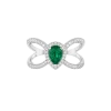 Bague poire émeraude, double corps ouvert et diamants en or blanc 18k Ligne Vendôme, L'Etabli du Bijoutier, Haguenau