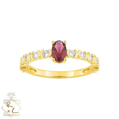 Bague rubis accompagnée de diamants sur Or Jaune 750/000, L'Etabli du bijoutier, Haguenau