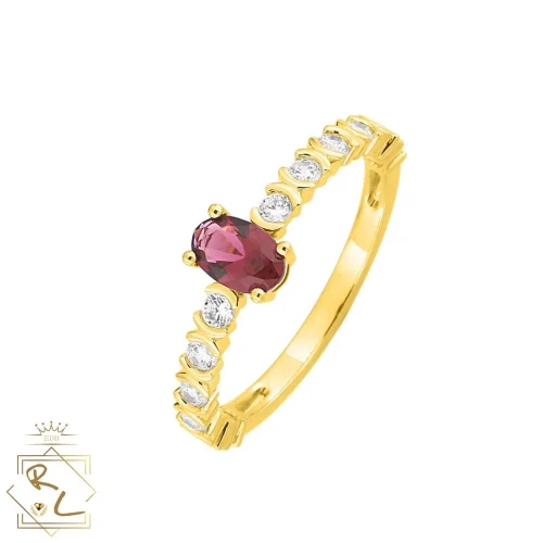 Bague rubis accompagnée de diamants sur Or Jaune 750/000, L'Etabli du bijoutier, Haguenau