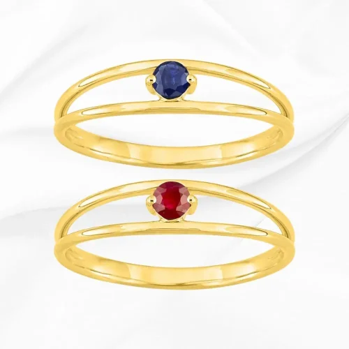 Bagues saphir et rubis en Or Jaune 750/000, L'Etabli du Bijoutier