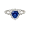 Bague saphir triangle et diamants en or blanc 750/000, Ligne Vendôme, L'Etabli du Bijoutier, Haguenau