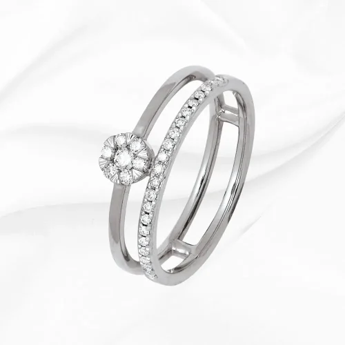 Bague solitaire et alliance, en diamants 020ct, en Or Blanc 18k, L'Etabli du Bijoutier