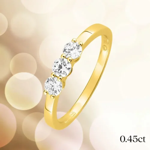 Bague trilogie diamants en or jaune 18k, 0.45ct, Mila, L'Etabli du Bijoutier, Haguenau