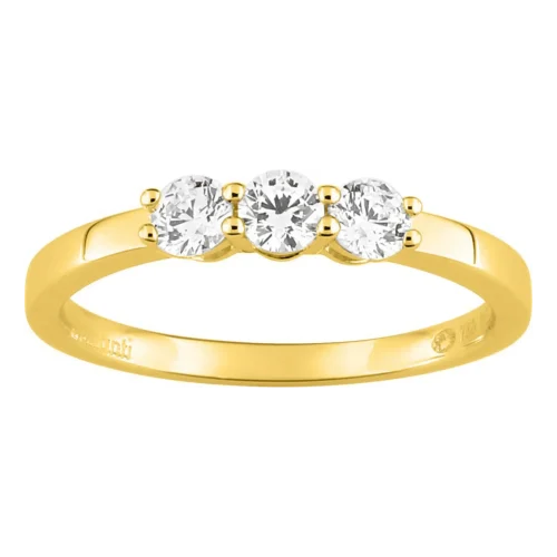 Bague trilogie diamants en or jaune 18k, 0.45ct, Mila, L'Etabli du Bijoutier, Haguenau