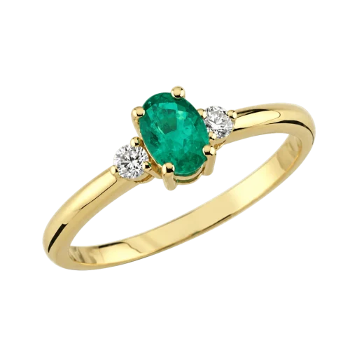 Bague Verona émeraude et diamants en or jaune 18 carats