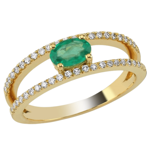 Bague émeraude et diamants or jaune 18 carats – Lago Verde