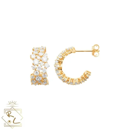 Boucles d'oreilles en plaqué or et zirconiums, Astrella, L'Etabli du Bijoutier, Haguenau