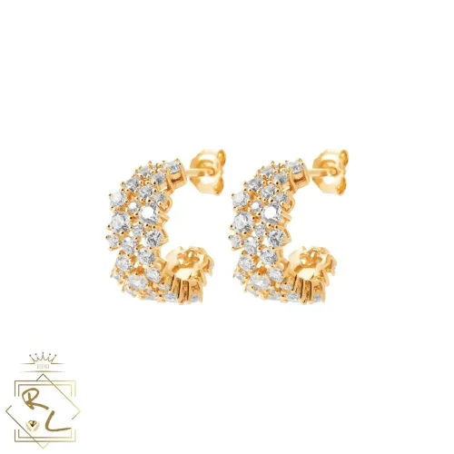 Boucles d'oreilles en plaqué or et zirconiums, Astrella, L'Etabli du Bijoutier, Haguenau