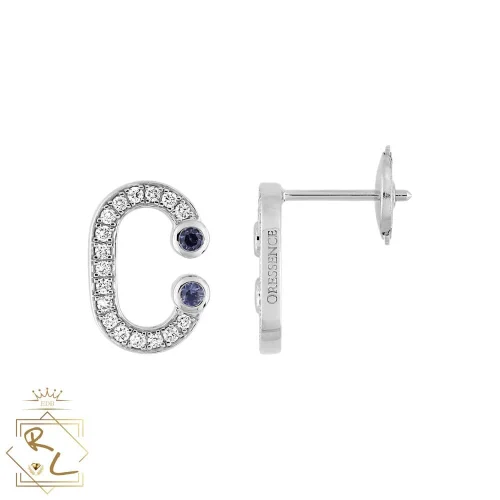 Boucles d'oreilles serti diamants et saphirs saphirs en Or blanc 750/000, Arcéa 2, L'Etabli du Bijoutier, Haguenau