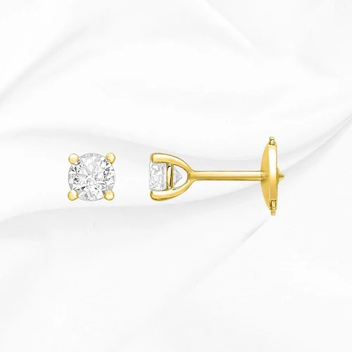 Boucles d'oreilles diamants en or jaune 750/000, L'Etabli du Bijoutier