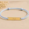 Cadeau baptême garçon bracelet cordon bleu plaque en or