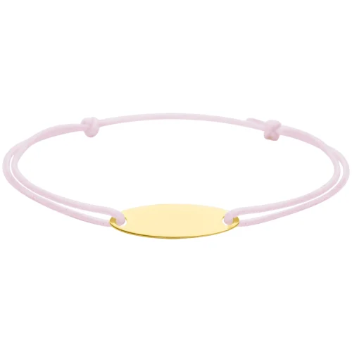Bracelet cordon baptême fille personnalisable en or et cordon rose