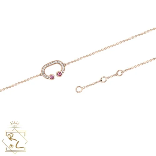 Bracelet fin serti diamants et saphirs roses en or rose 750/000, Arcéa 2, L'Etabli du Bijoutier, Haguenau
