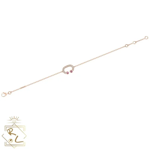 Bracelet fin serti diamants et saphirs roses en or rose 750/000, Arcéa 2, L'Etabli du Bijoutier, Haguenau