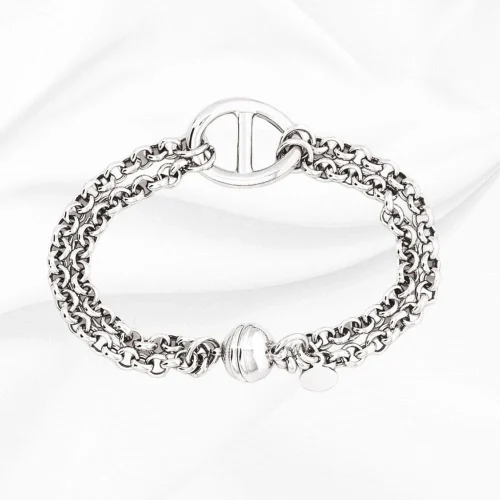 Bracelet maille jaseron motif marine, 16mm de largeur 19cm de longueur en Argent 925/000 rhodié, Jasmine, L'Etabli du Bijoutier Haguenau