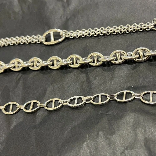 Bracelet maille marine, bracelet maille jaseron motif marine, Jasmine et Marine en Argent 925/000 rhodié, L'Etabli du Bijoutier Haguenau