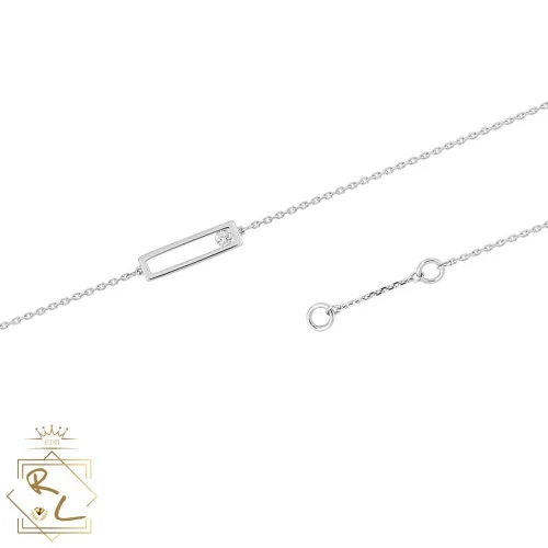 Bracelet fin pendentif rectangulaire en or blanc 18k et diamant, Nova 2, L'Etabli du Bijoutier, Haguenau