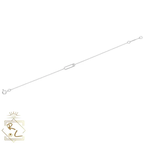 Bracelet fin pendentif rectangulaire en or blanc 18k et diamant, Nova 2, L'Etabli du Bijoutier, Haguenau