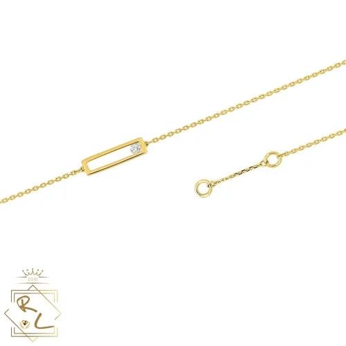 Bracelet fin pendentif rectangulaire en or jaune 18k et diamant, Nova 1, L'Etabli du Bijoutier, Haguenau