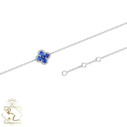 Bracelet trèfle saphirs et diamants en or blanc 750/000 L'Etabli du bijoutier, Haguenau