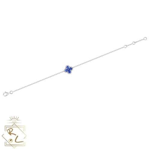 Bracelet trèfle saphirs et diamants en or blanc 750/000 L'Etabli du bijoutier, Haguenau