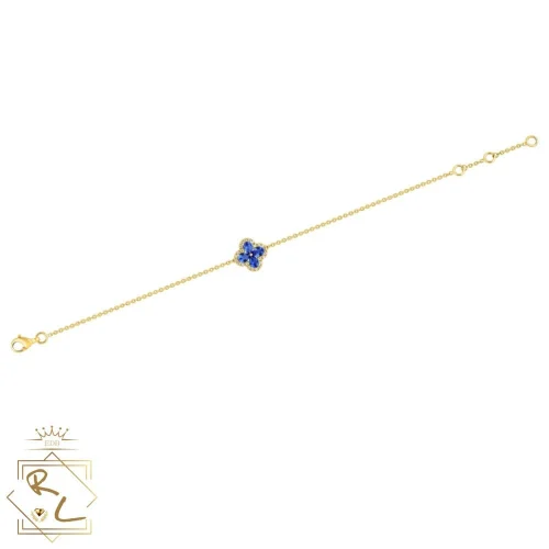 Bracelet trèfle saphirs et diamants en or jaune 750/000 L'Etabli du bijoutier, Haguenau