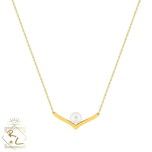 Collier V, perle de culture d'eau douce en or jaune 750/000, Aria, L'Etabli du Bijoutier, Haguenau