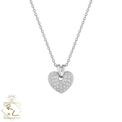 Collier cœur en Or Blanc 750/000 et diamants, Amara 2, L'Etabli du Bijoutier, Haguenau