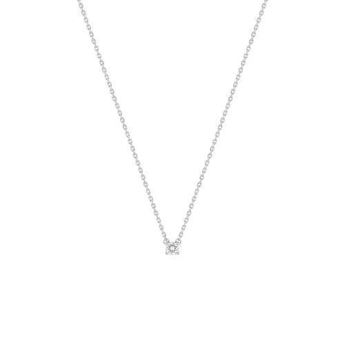 Collier diamant en or blanc 18k, 0.10ct, Elisa, avec au choix : diamant naturel ou diamant de synthèse. L'Etabli du Bijoutier Haguenau