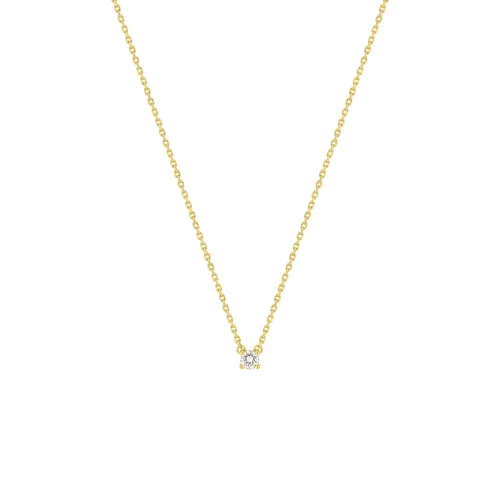 Collier diamant en or jaune 18k, 0.10ct, Elisa, avec au choix : diamant naturel ou diamant de synthèse. L'Etabli du Bijoutier Haguenau