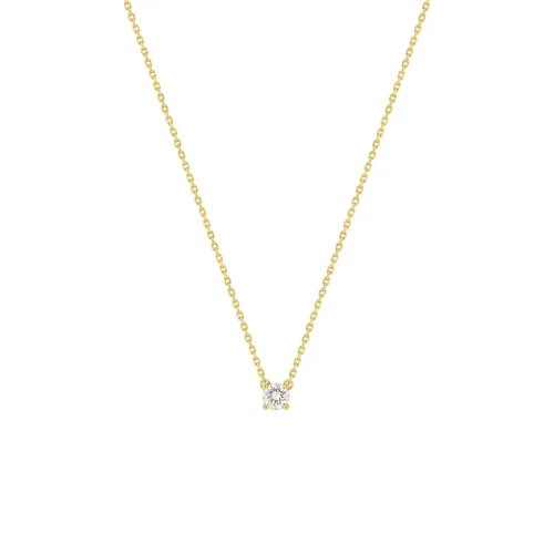 Collier diamant en or jaune 18k, 0.20ct, Elisa, avec au choix : diamant naturel ou diamant de synthèse. L'Etabli du Bijoutier Haguenau